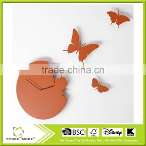 Orange Acrylic Butterfly Wall Clock thumbnail-1