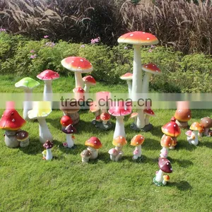Artificial Ladybug Fairy Mushroom Statue for Garden Decor thumbnail-6