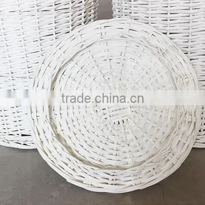 Large Home Cheap Unique Round Storage Wicker White Wash Laundry Basket thumbnail-4