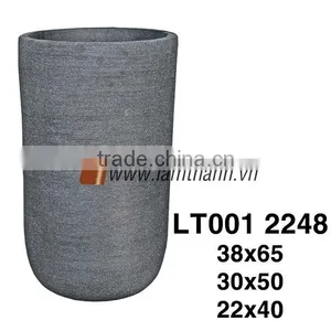 Terracotta Black Round Scratch Flower Planter thumbnail-1
