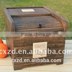 Natural Handmade High Quality Wood Rice Box With Rolling Shutter Cover, Food Storage Box thumbnail-4