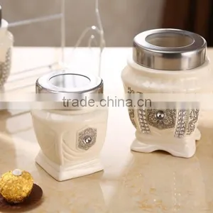Caremic Canister Set With Stainless Metal Stand thumbnail-6