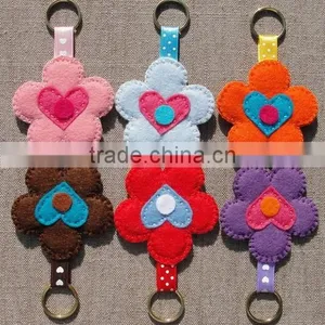 Hot 2017 Best Selling Laser Cut New Product Decorative Custom Handmade Fabric Felt Keychain Manufacturers thumbnail-1