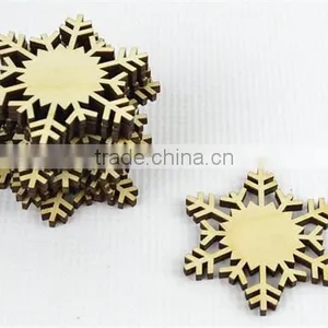 2017 Christmas Natural Unpainted Wooden Snowflake Coaster Made in China thumbnail-1