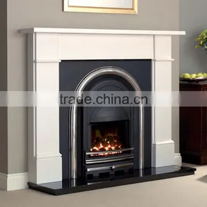 Modern Clean Lines Beige Marble Fireplace Surround thumbnail-4