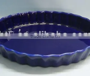 9" Stoneware Oval Designed Plate and Pans thumbnail-1