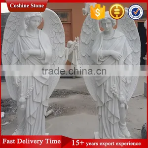 Life Size Beautiful White Marble Angel Statue thumbnail-1