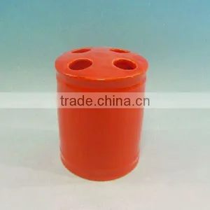 Good Quality Orange Ceramic Toothbrush Holder thumbnail-1