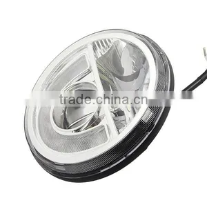 DOT E-mark 7 " H4 Head Light With Haol and DRL 7 Inch Round CREA Black LED Projector Headlight for Jeap JK TJ LJ CJ Defender thumbnail-3