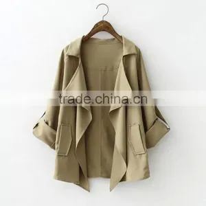 2016 Spring European and American Style Turn-down Collar Loose Fit Jacket for Women thumbnail-2
