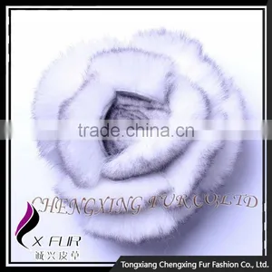 CX-A-39 Wholesale Custom Best Quality Rex Rabbit Fur Hand Made Flower Brooch Pin thumbnail-2