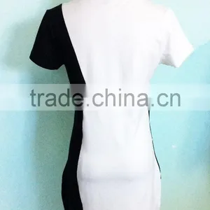 Fancy China Supplier Summer Solid Black and White Jersey Casual Latest Designs Photos Fashion Women Dresses thumbnail-2