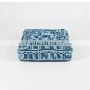 Navy Blue and Light Blue Geometric Square Dog Bed thumbnail-1