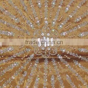 Amber Stylish Beaded Floor Pillow Cover - Handmade Unique Dazzling Euro Sham 24" thumbnail-3