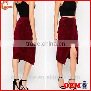 100% Real Leather Ladies Pencil Split Front Wrap Skirt thumbnail-1