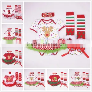 Wholesale 2015 New 4pcs 0-12M Christmas Cotton Baby Romper Set thumbnail-1
