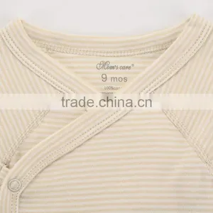 Wholesale Long Sleeve Striped Cotton Organic Baby Onesie thumbnail-2