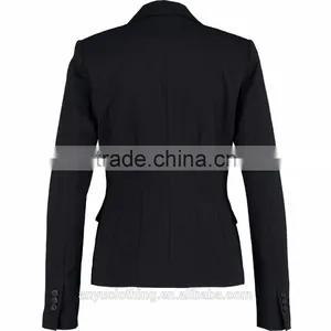 2017 New Design Slim Fitted Black Polyester Pinstripe Blazer for Ladies thumbnail-2