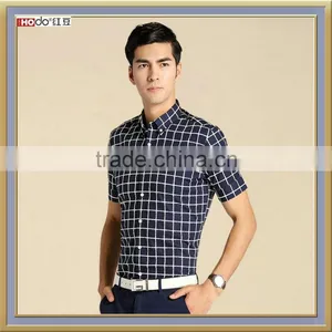 MEN'S SHORT SLEEVE BLACK & WHITE PLAIDS SHIRT thumbnail-1
