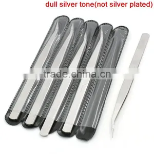 Bent Curved Pointed Tweezers Repair Tools Silver Tone "DP"Carved 149mm,5PCs,Hottest thumbnail-1