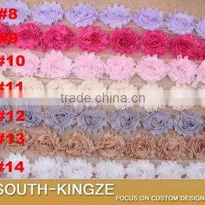 Shabby Chiffon Flower Trim, Total 15 Colors Trim Chiffon Rose Flower, Rose Chiffon Lace Trimming thumbnail-2