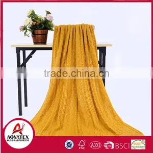 Promotion Solid Color 100% Knitted Acrylic Orange Blanket thumbnail-1