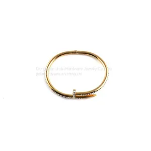 Fashion Stainless Steel Rhinestone Nail Style Openable Bangle Bracelet for Women Girl Jewelry thumbnail-4