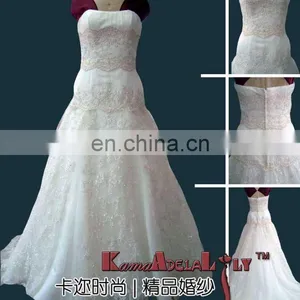 EB2429 Brand New Tulle and Lace Fishtail Wedding Dresses Showily Wedding Dress Strapless Beading Wedding Dress of Ivory thumbnail-1
