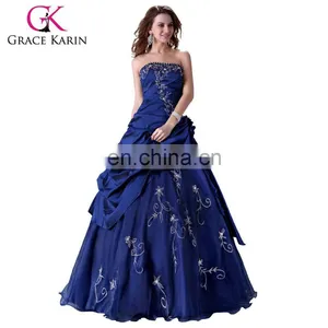 Grace Karin New Fashion Strapless Blue Puffy Ball Gowns CL2963 thumbnail-1