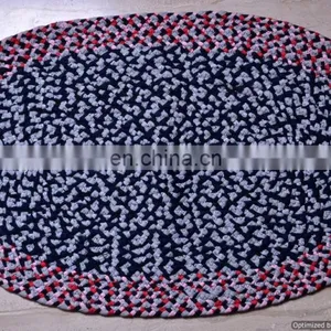 Designer Braided Floor Mat Embroidered Indian Handmade Reversible Door Mat thumbnail-2