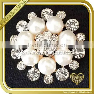Soldering Pearls Strass Crystal Rhinestone Shoulder Brooch Pin Bling Large Rhinestone Brooches FB-031 thumbnail-1