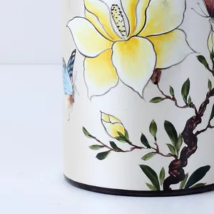 Chinese New Style Entery Luxury Yellow Butterfly And Flower Painting Ceramic Vases With Lid For Home Decoration thumbnail-4