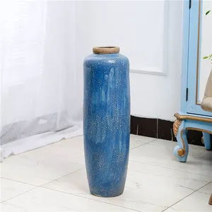 Blue Bubble Glaze European Style Ceramic Vase Three Suit For Hallway Decor thumbnail-2