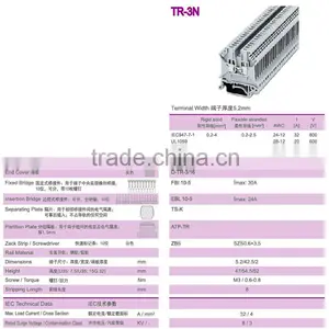 5.2mm Width Rail Mounted Terminal Blocks With Din Rail thumbnail-2