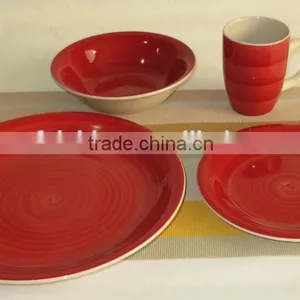 China Best Home Porcelain With Red Solid Color Porcelain Dinnerwarestoneware Porcelain Unbreakable Plates thumbnail-1