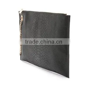 Slim Snake Print/skin Leather Women Clutch Bag Handbag With Wrist Chain thumbnail-4
