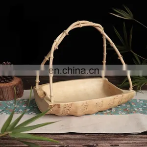 Eco Friendly Thickened Multifunctional Bar Hotel Ramadan Wedding Bamboo Root Fruit Plate and Wooden Decorations Plate Series thumbnail-1