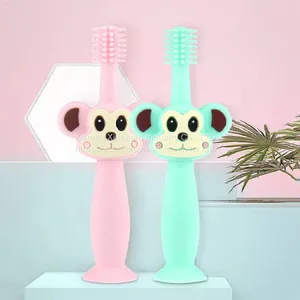 Wholesale Monkey Shaped Teether Silicone Portable Baby Training Soft Toothbrush thumbnail-1
