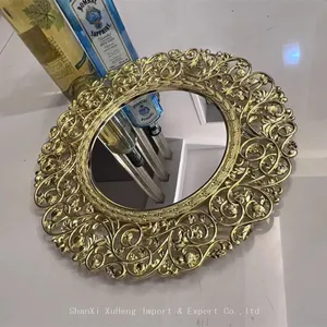 Luxury Gold Mirror Plastic Round Charger Plates Decorative Dinner Dishes & Plates For Wedding thumbnail-1