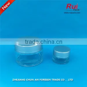Hot Sale Transparent Color Jar for Cosmetic, Empty Cream Glass Jar With Aluminum Cap thumbnail-1