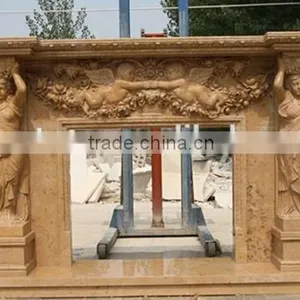 Wholesale Beige Marble Stone Fireplace For Indoor thumbnail-4