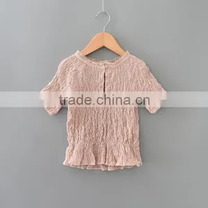 Cheap and Hot Selling Korean Style Baby Girls Tops Round Neck t Shirt Sleeveless Fold Bubble Shirts thumbnail-2
