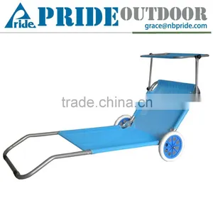 Outdoor Lounge Folding Beach Sleeping Chair Wheels Folding Chair With Sunshade Quality Choice thumbnail-1