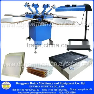 Floor Type Manual 6 Color Screen Printer Multicolor T-shirt Press Screen Printing Machine With Some Printingsupplies thumbnail-1