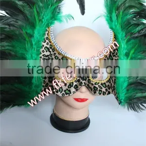 New Products 2016 Venetian Green Cock Feather Mask With Cloth Halloween Mask For Party And Stage Decoration thumbnail-6