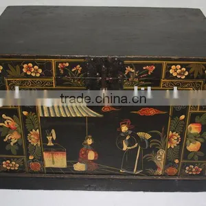 Chinese Antique Painted Wooden Box/trunk thumbnail-1