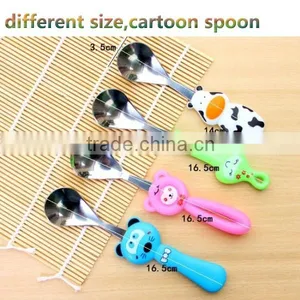 C082 Cartoon Plastic Handle Baby Stainless Steel Spoon thumbnail-1