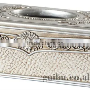 2014 HOT Sale White Flower Plated Luxury Resin Tissue Box for Gift Factory thumbnail-1