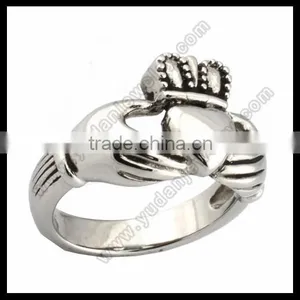 Custom Heart Celtic Claddagh Band Ring thumbnail-5