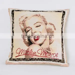 2016 Hotsale 100% Cotton Wholesale Printed Portrait Cushion, Black and White Jacquard Cushion thumbnail-6